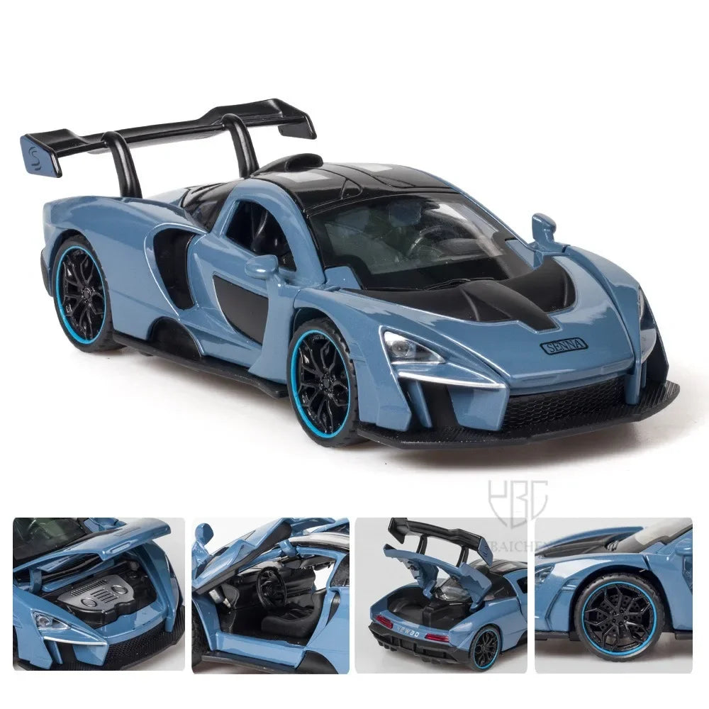 1/32 Diecasting Alloy Senna Sports Car Models Toys Simulation Vehicles with Sound Light